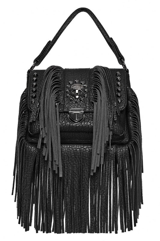 Gothic Bag with Studs and Tassels in Faux Leather
