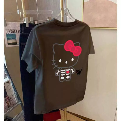 T-shirt squelette de chat