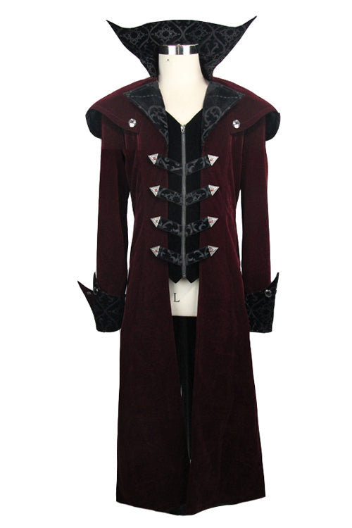 Gothic Shawl Collar Men's Long Velvet Overcoat in Western Style