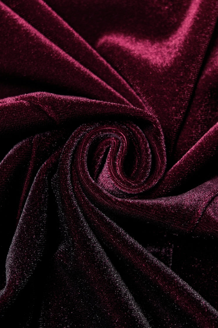 Crimson Noir Ombre Long-Sleeve Gothic Dress for Women