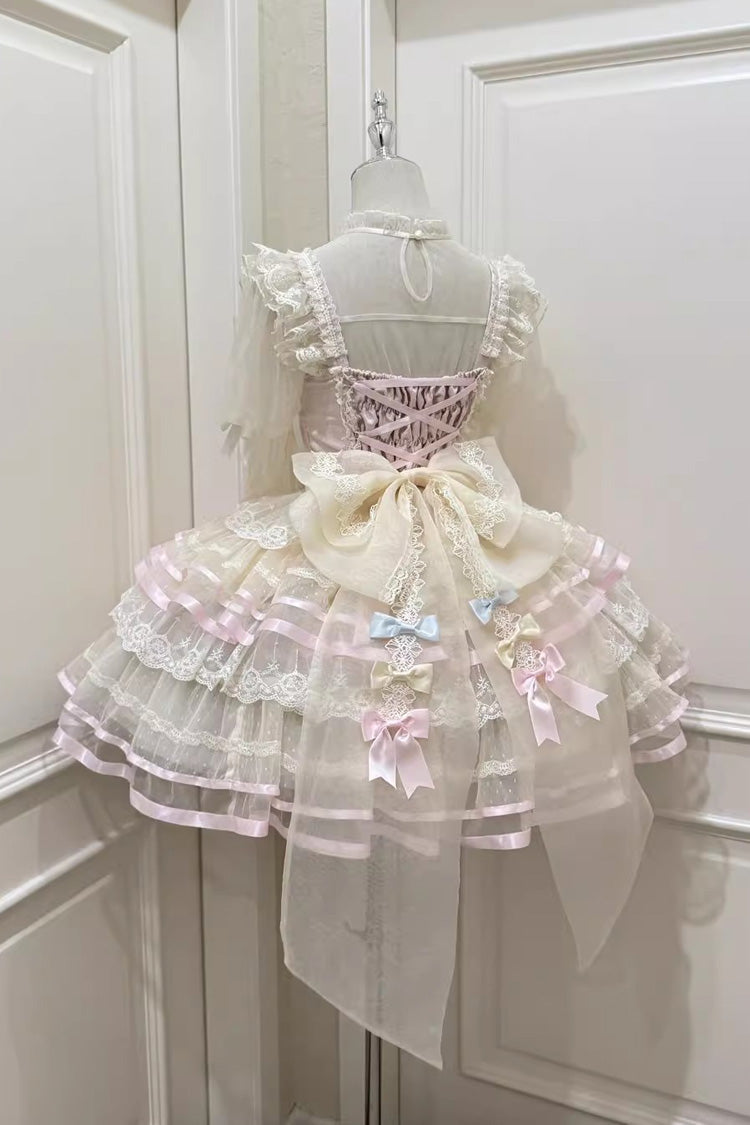 Butterfly Heart Ballet Triple-Layer Ruffle Bow Lace Ballet Lolita JSK