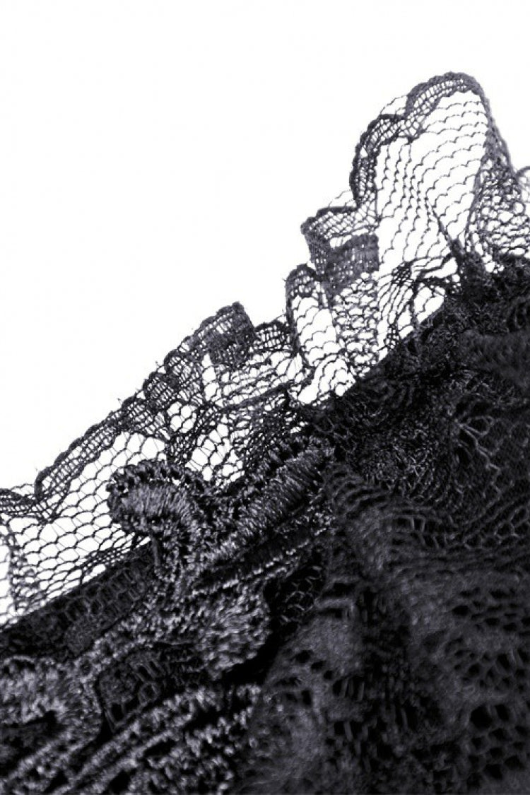 Midnight Lace-Trimmed Crop Top with Deep Plunge Neck
