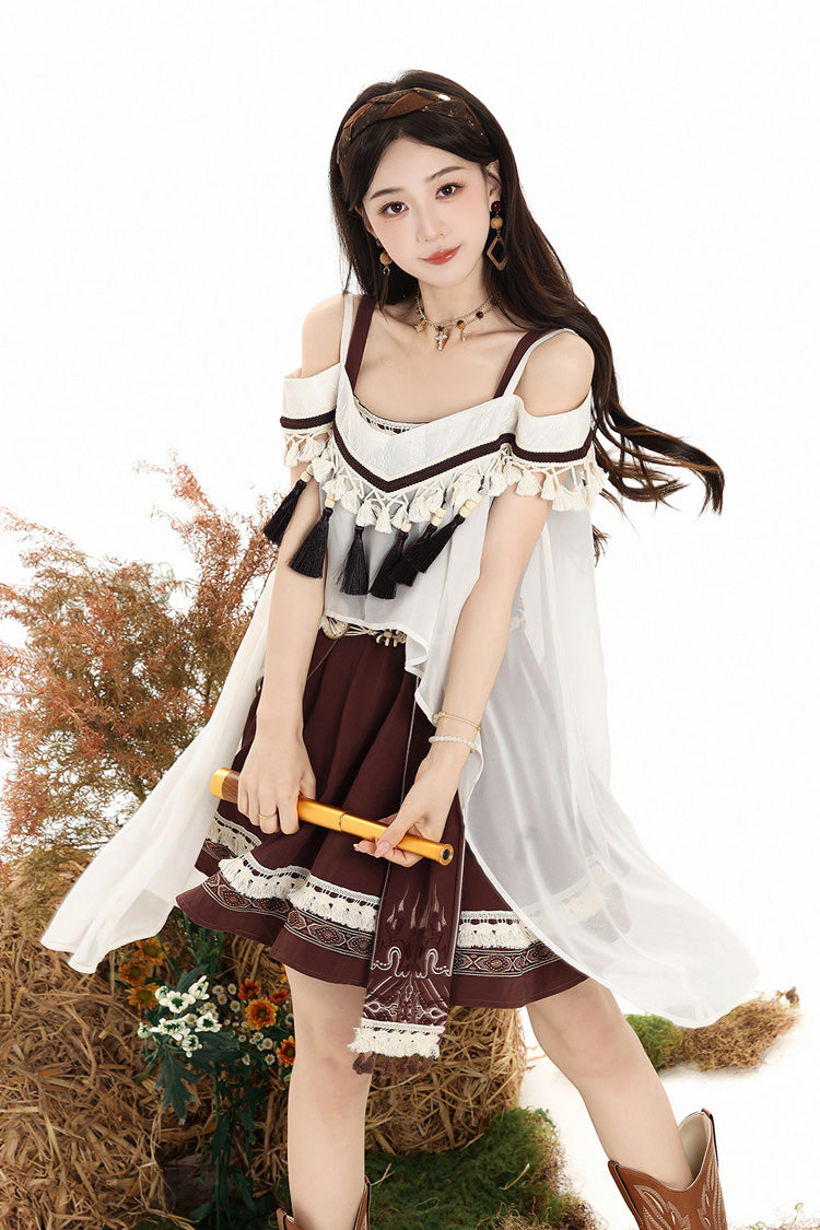 Chocolate Square Collar Embroidered JSK Set - Dream of the Wilderness
