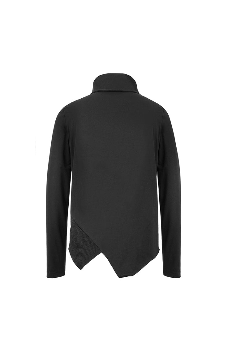 Men's Punk Tee with Cross Clasp and Asymmetric Hem - Noir