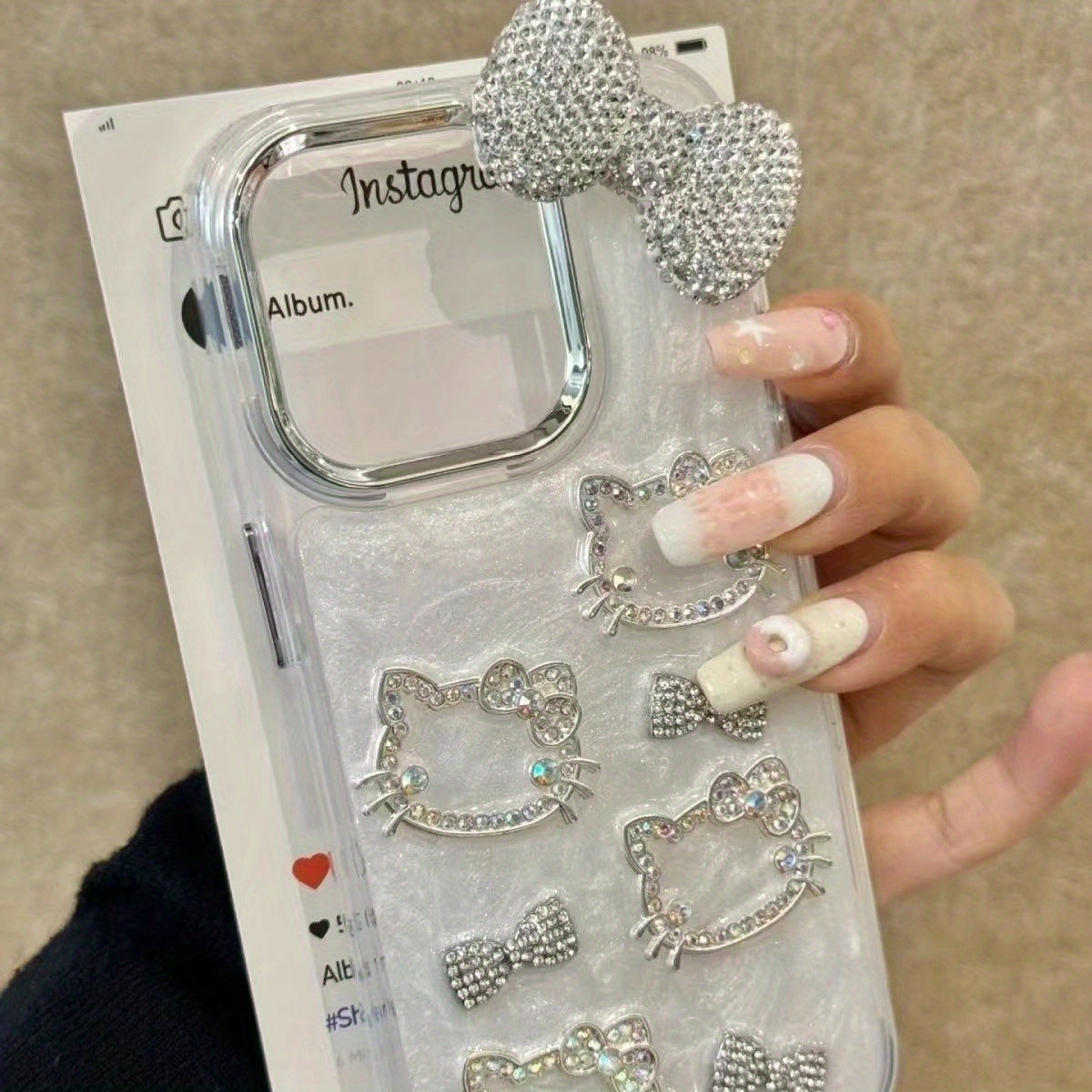 Kawaii White Kitty Electroplated Protective Case