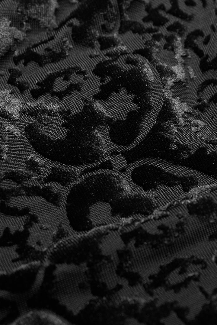 Gothic Leggings with Jacquard Pattern for Women in Black