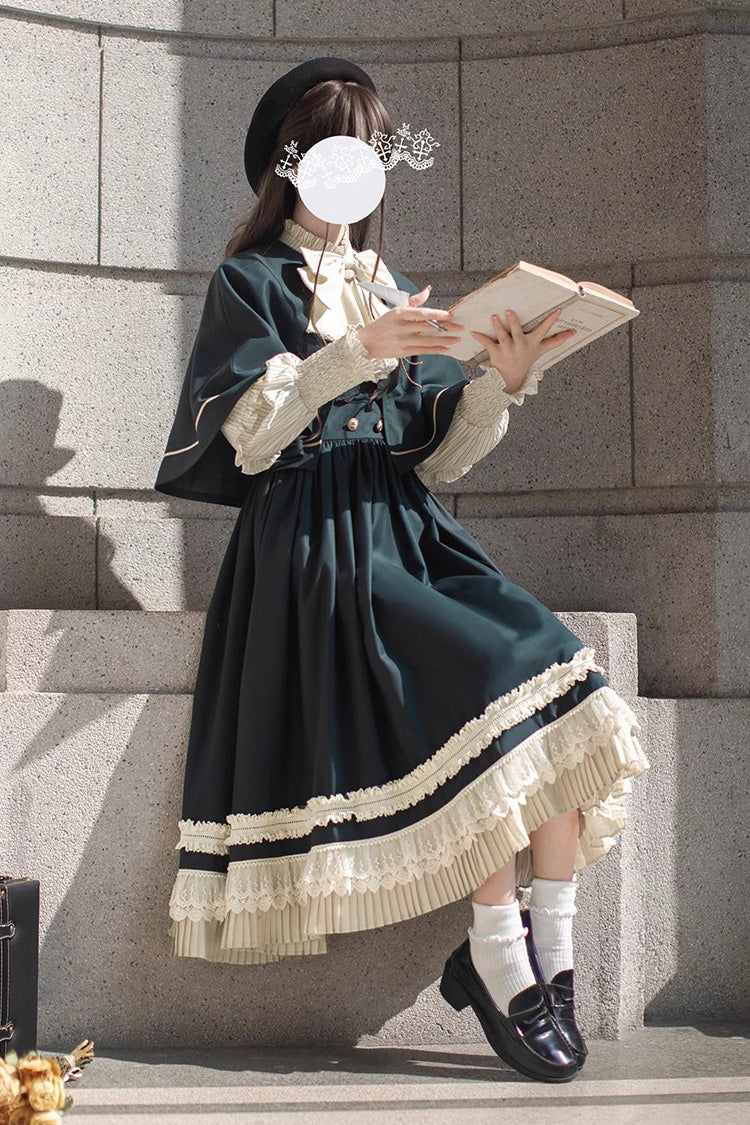 Emerald Artemis SP Ruffle Bow Lace College Style Elegant Lolita Jumper Gown