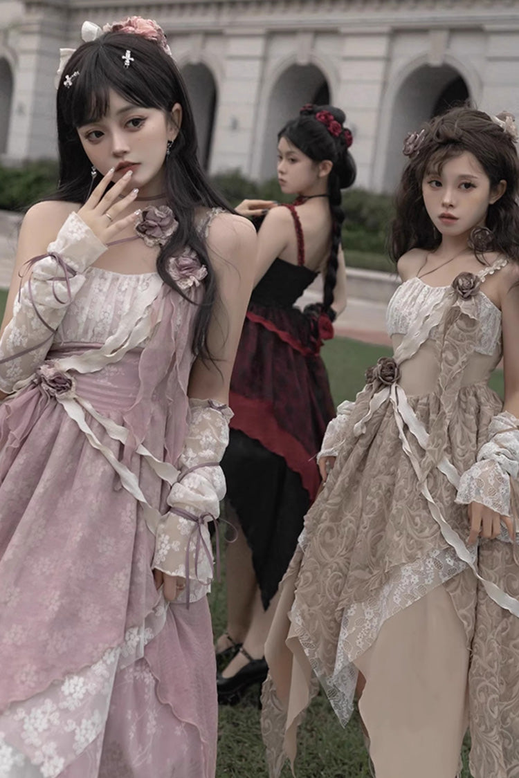 Wabi Sabi Stitched Irregular Asymmetric Gothic Lolita JSK Dress in 3 Colors