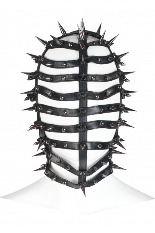 Men's Steampunk Face Mask with Metal Cone Rivets and Cross Accent