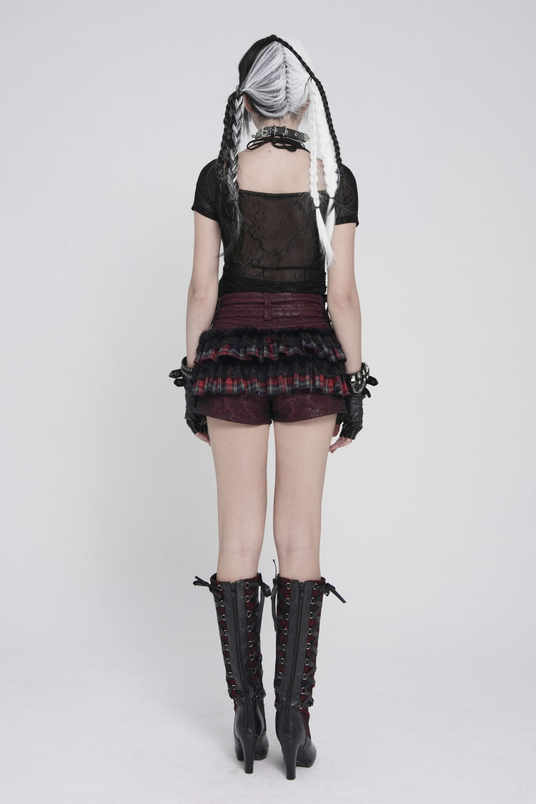 Punk Blouse with Studded Pleats and Chain Accents