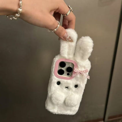 Jolie coque de téléphone en peluche lapin KI686