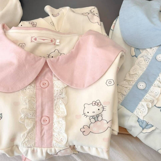 Pyjama-Set mit Katzen-Puppenhals KI476