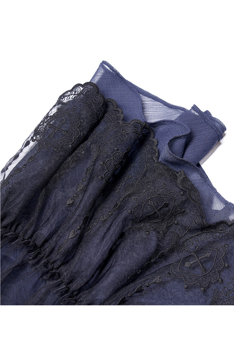 Azure Strap Big Bow Streamer Lace Suspender Gothic Dress for Women