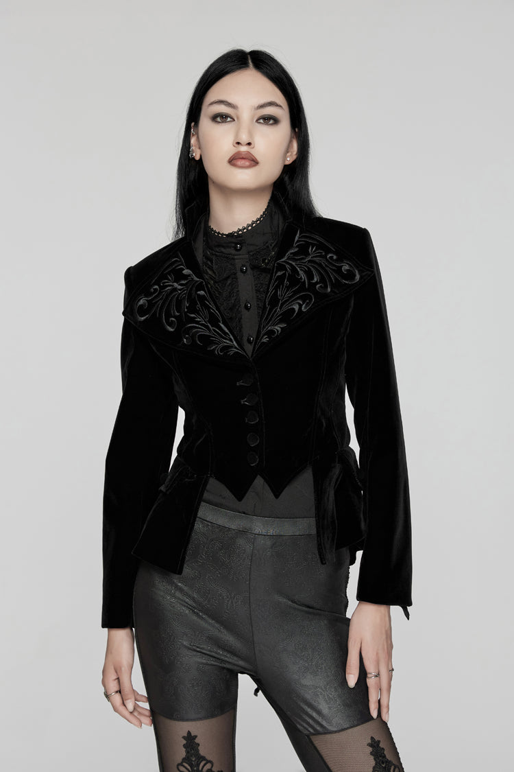 Gothic Velvet Jacket with Swallow-Tailed Hem