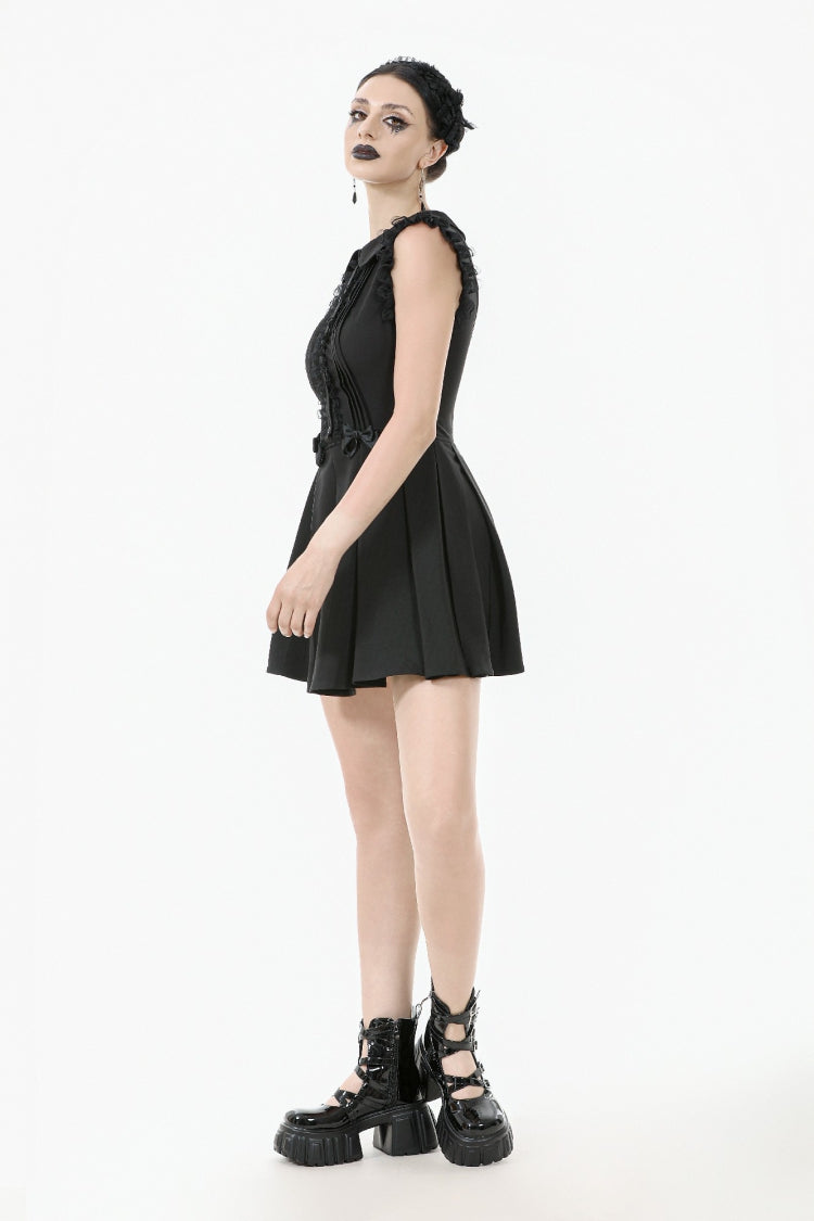 Peter Pan Collar Sleeveless Pleated Graduation Dress