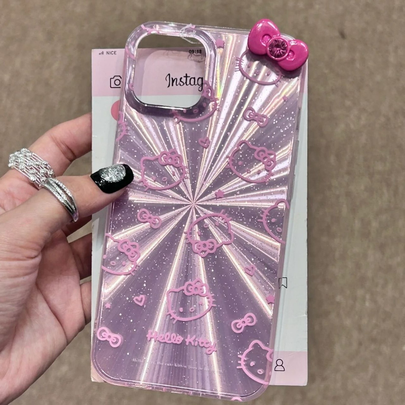 Aurora Pink Lines Kitty Phone Case SK457