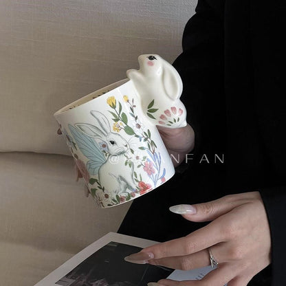 Cartoon Ceramic Flower Rabbit Cup - Lovesickdoe