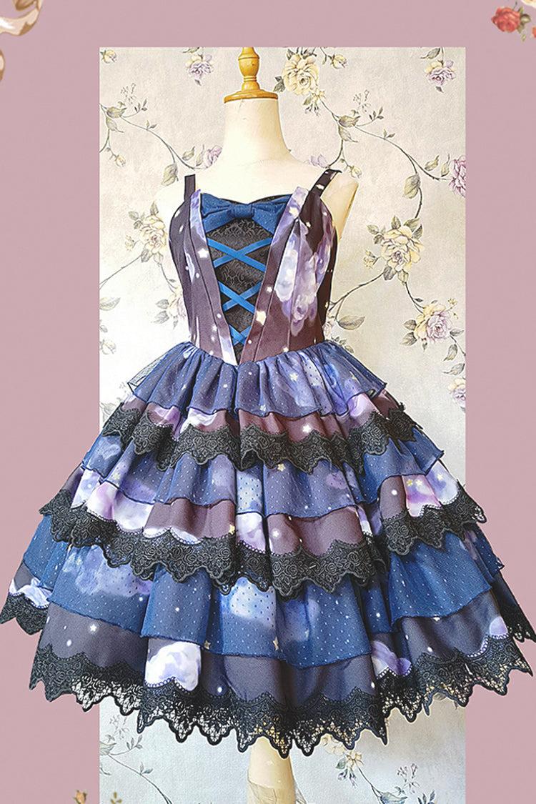 Azure Triple Cloud Print Ruffled Lace Sweet Lolita Dress