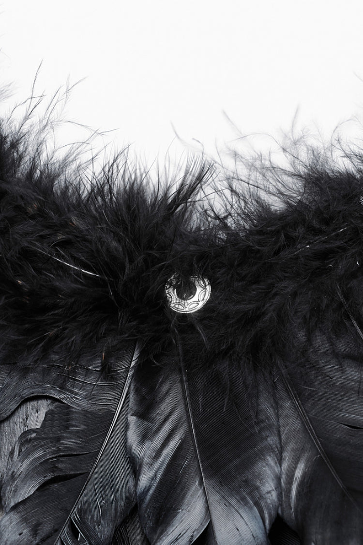 Women's Steampunk Feather Wing Harness with Artificial Leather Stitching in 2 Colors
