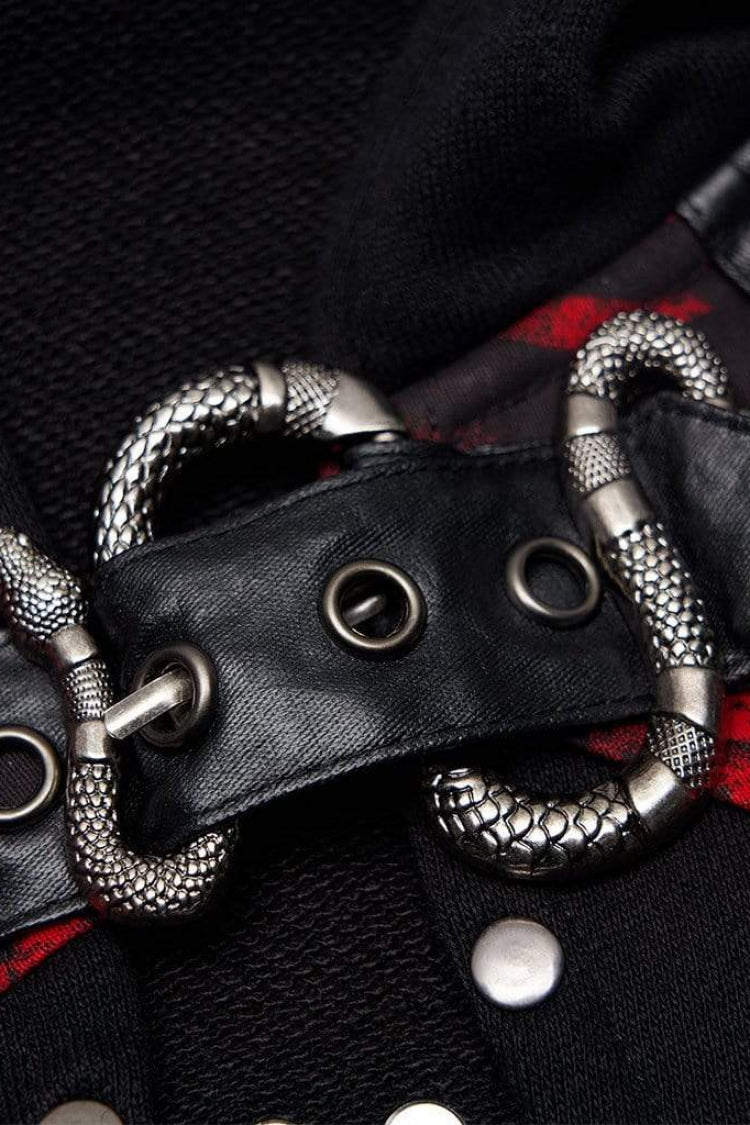 Steampunk Women's Hooded Coat with Ornate Chain Stitching - Dual Tone