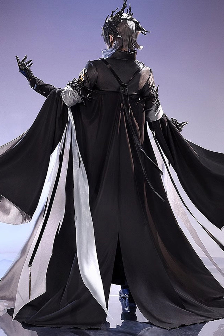 Stand Collar Lace-Up Set with Long Sleeves - Gothic Edge