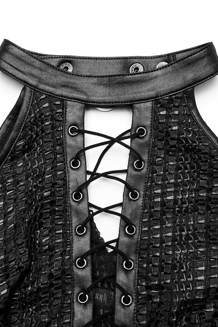Mesh Gothic Dress with Detachable Cape and Side Slit