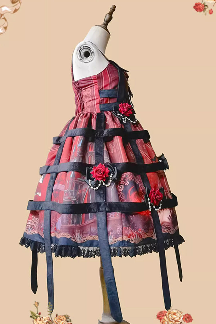 Punk Lolita JSK Dress with Church Print and Ruffles - Midnight Magic - Triple Hue
