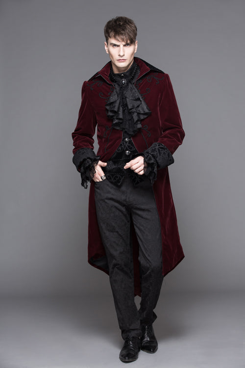 Ruby Two-Piece Velvet Gothic Overcoat with Party Flair
