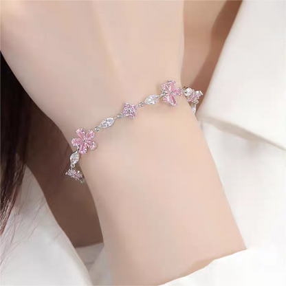 Armband mit Kirschblüten-Kristall in Rosa