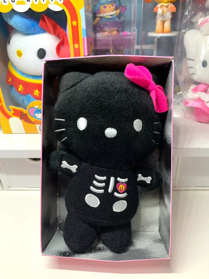 Porte-clés en peluche squelette de chat noir