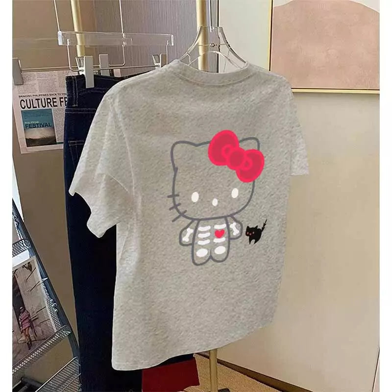 T-shirt squelette de chat