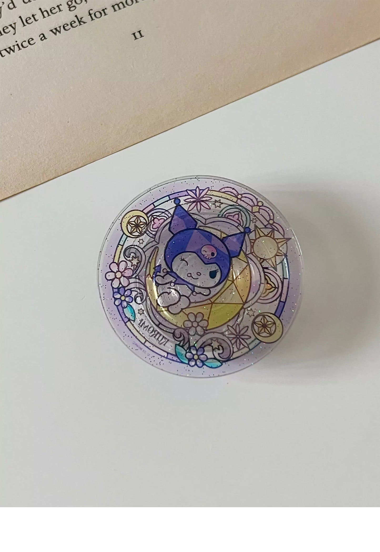 Cute Characters Stained Glass Pattern Glitter Magsafe Pop Socket