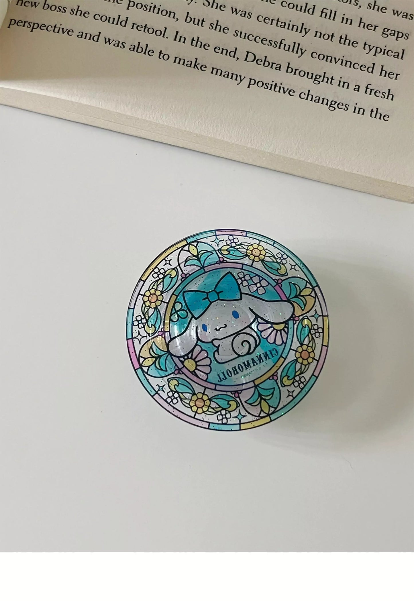 Cute Characters Stained Glass Pattern Glitter Magsafe Pop Socket