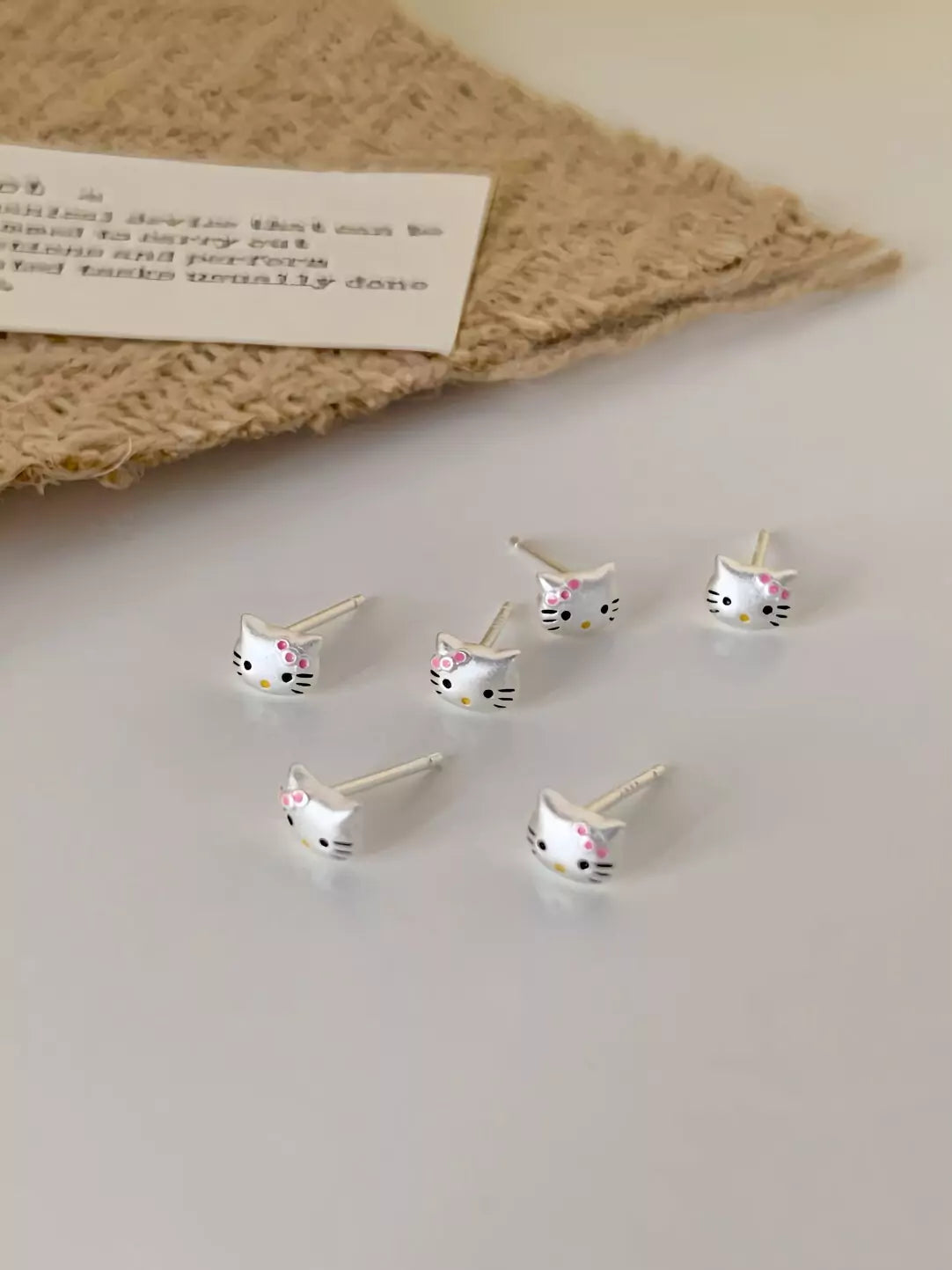 Silver Earrings C Stud Finish Matte HK