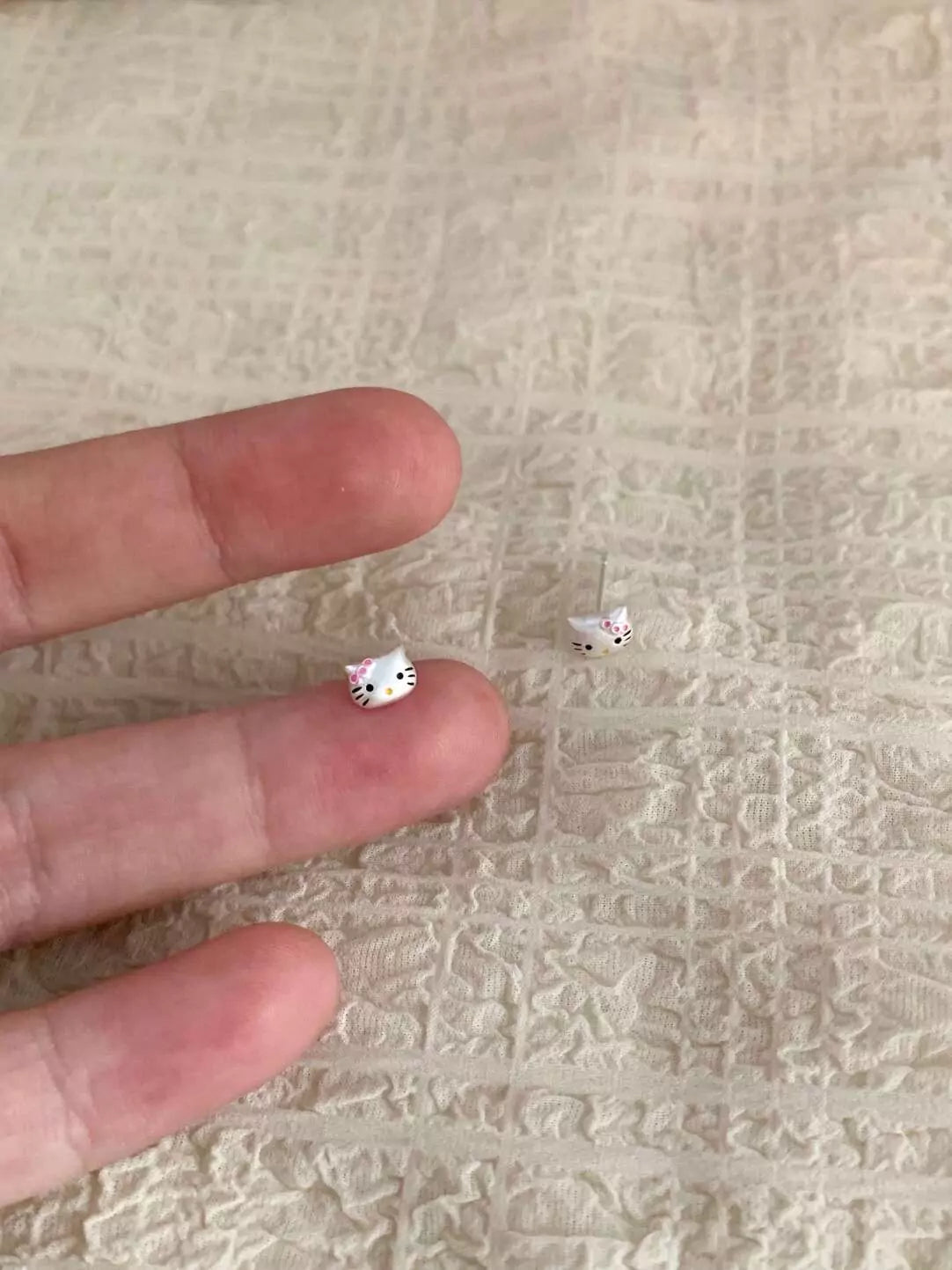 Silver Earrings C Stud Finish Matte HK