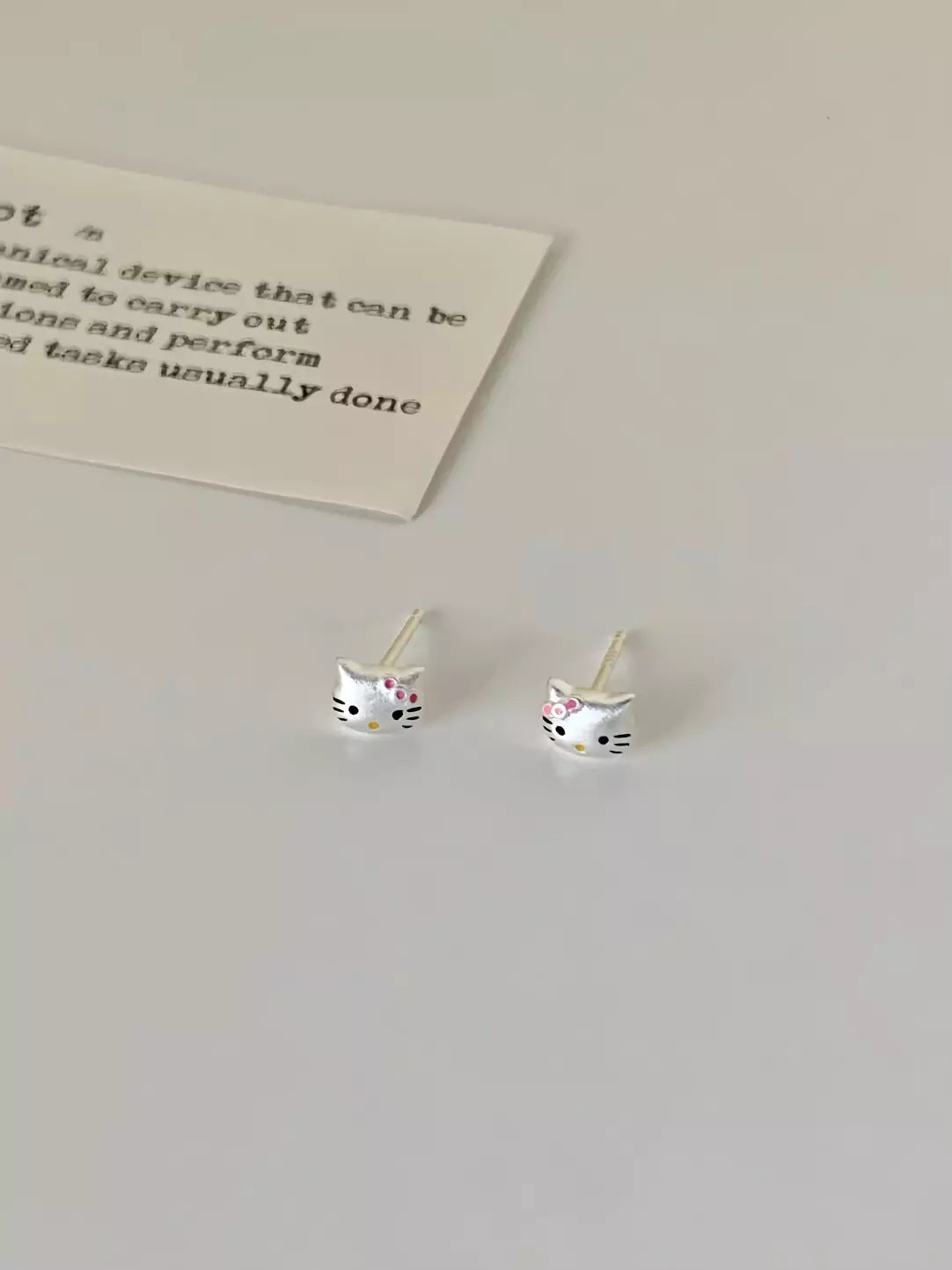 Silver Earrings C Stud Finish Matte HK