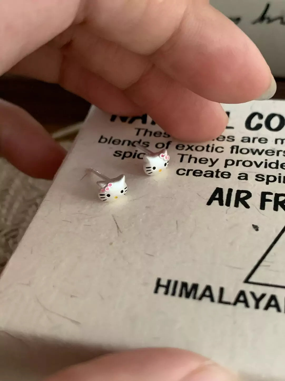 Silver Earrings C Stud Finish Matte HK