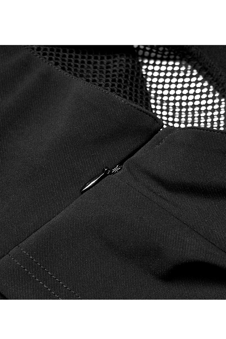 Punk Sleeveless Dress with Mesh and Buckle Details