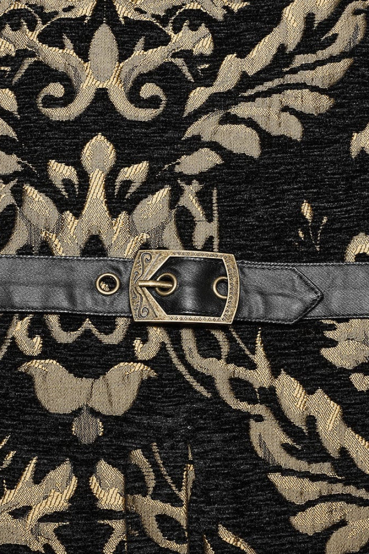 Gothic Men's Vest with Jacquard Print and Metal Ring Accents - Two Hues
