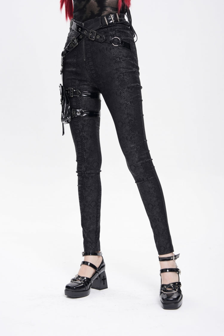 Punk Trousers with Leg Bag and Buckle Straps - Gothic Edge