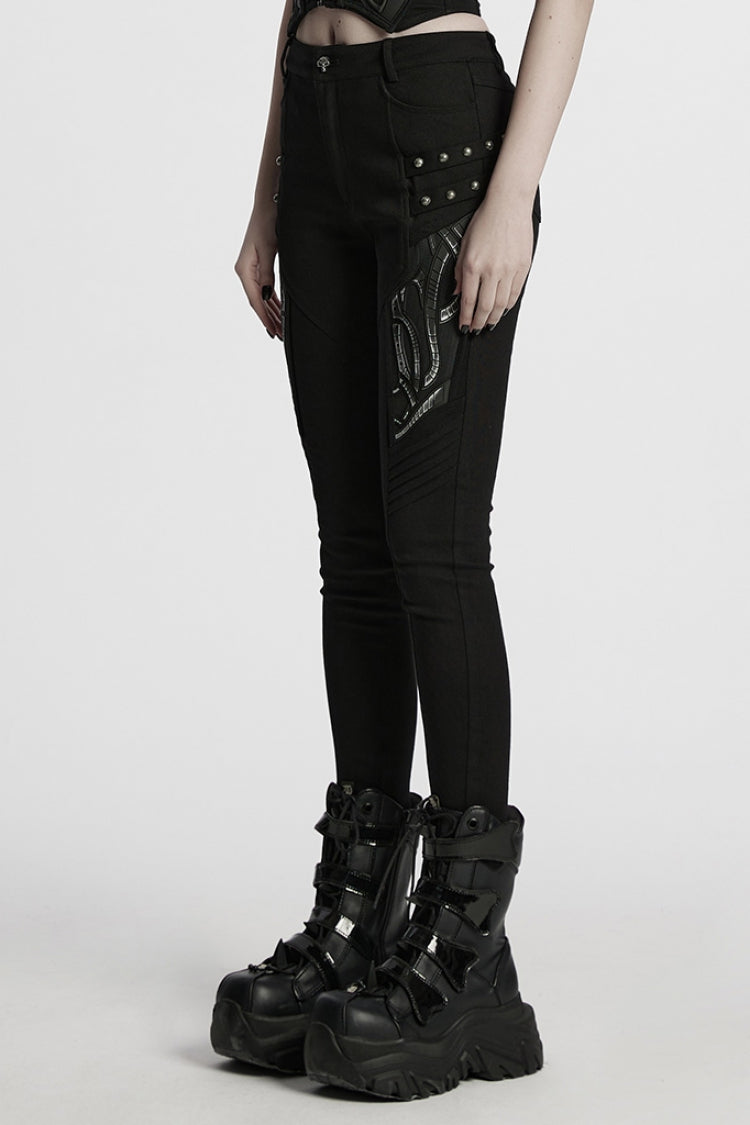 Punk Pleated Leggings with Studs