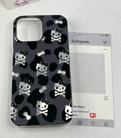 Coque de téléphone à motif tête de mort de chat