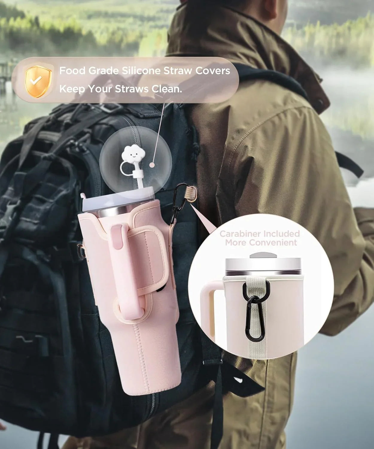 Strap Pouch with Phone Pocket Matching Bottle Carrier Adjustable Water