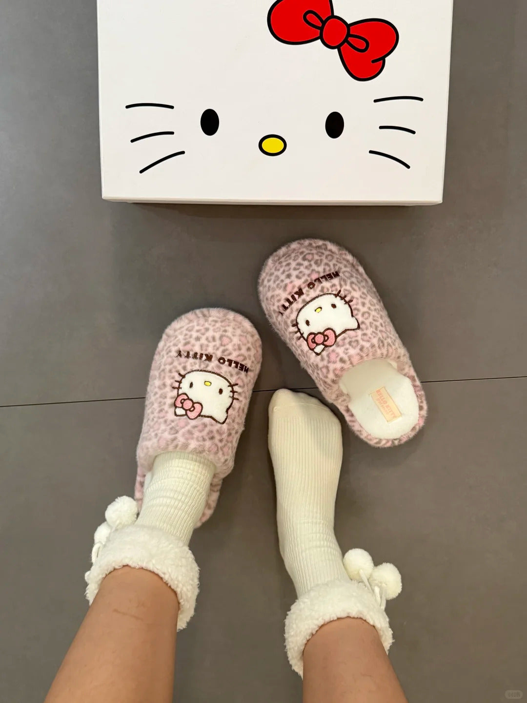 Hello Slippers Kitty Fluffy Home Slipper Leopard Indoor