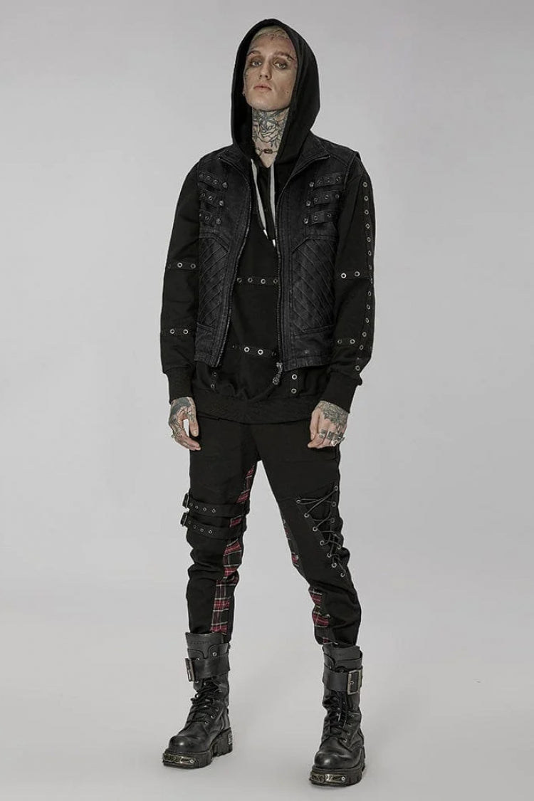 Steampunk Skeleton Claw Zip Vest with Stand Collar and Sleeveless Design