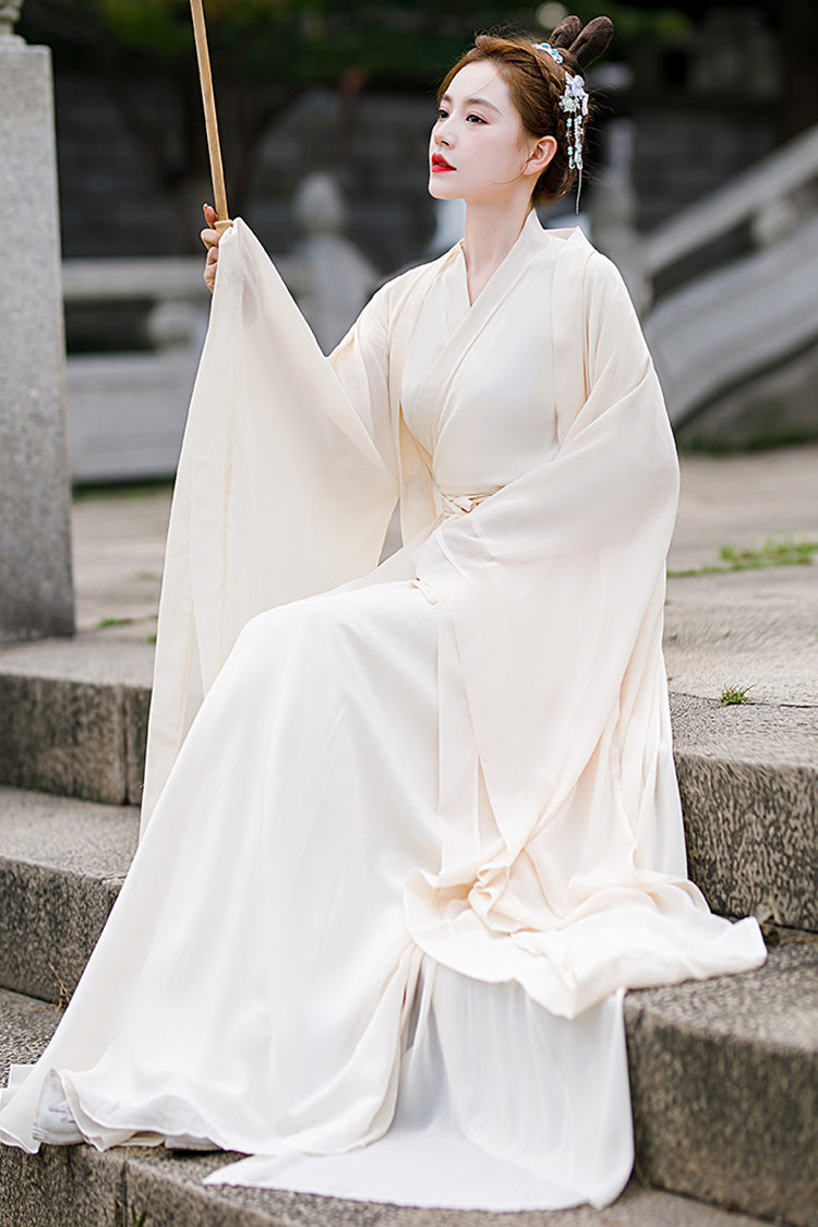 Elegant Chang'E Hanfu Dress with Wide Sleeves Classic Ancient Costume