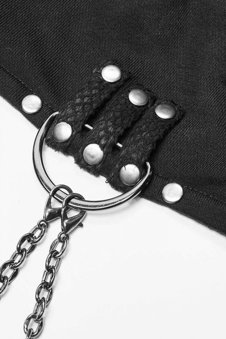 Steampunk Women's Hooded Coat with Ornate Chain Stitching - Dual Tone