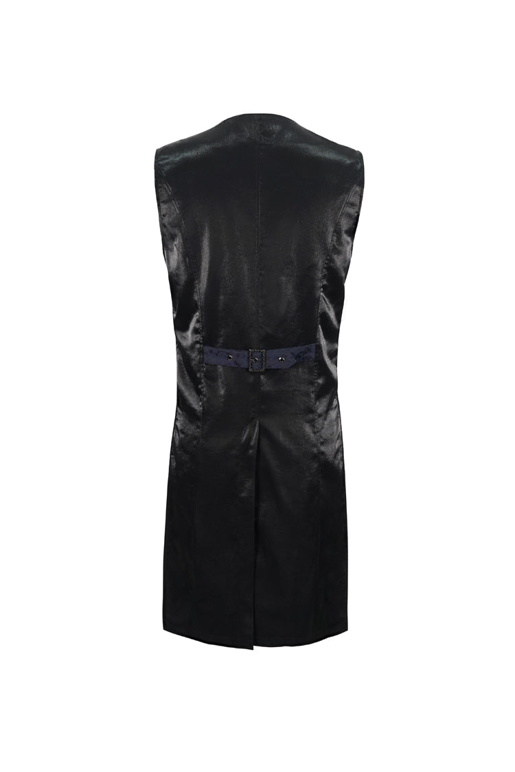 Azure Retro Non-Stretch Mid-Century Gothic Tuxedo Vest for Men