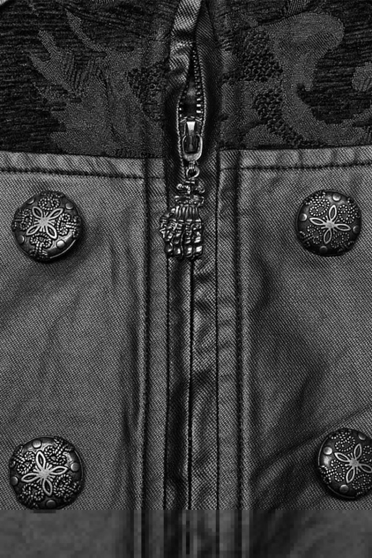 Gothic Men's Vest with Jacquard Print and Metal Ring Accents - Two Hues