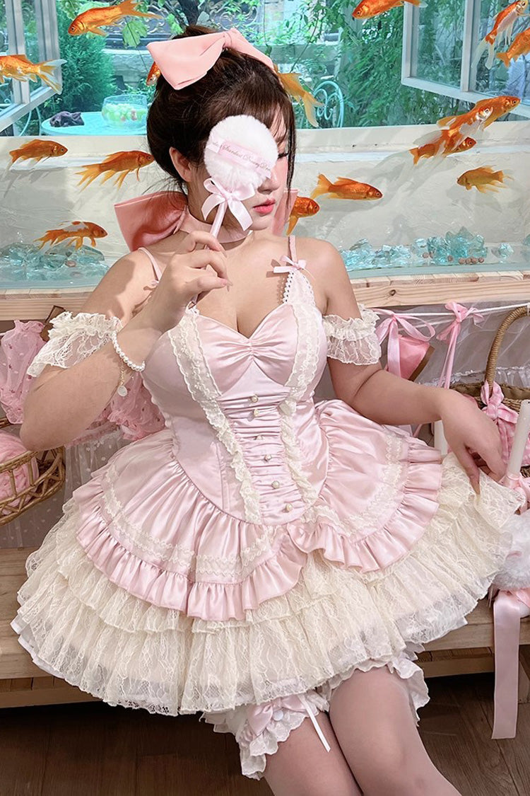 Ballet Cat Ruffle Bowknot Lace JSK, Multi-Layered Sweet Ballet Lolita Dress